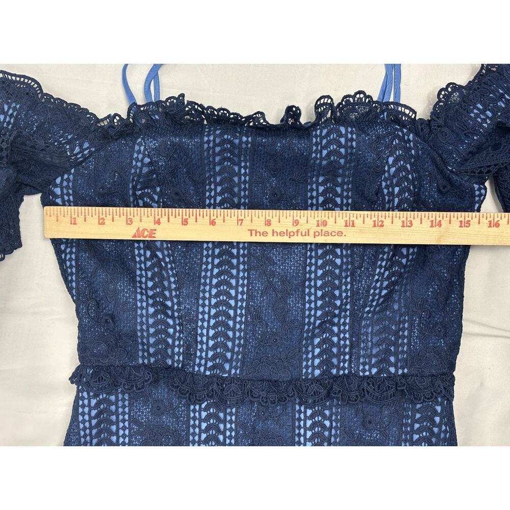 NWT Parker Irma Lace Cold Shoulder Mini-Dress Dark Blue Size 4 Retail $248 - Picture 4 of 9